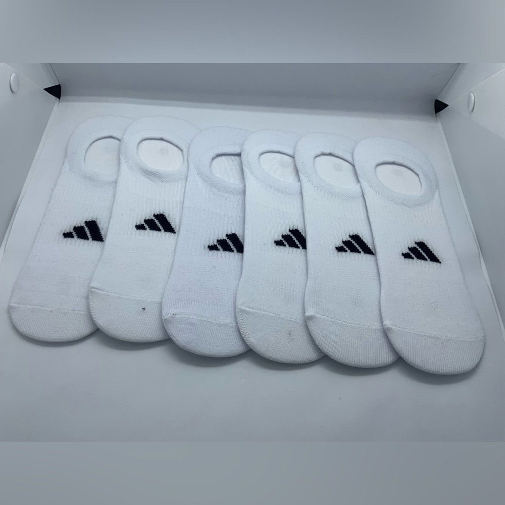 Adidas White and Black No-Show Socks